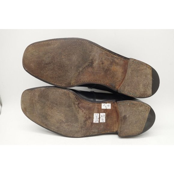 Alan McAffee Black Leather Slip On Buckle Dress Loafers Shoes Men's 12.5 D - Picture 10 of 11